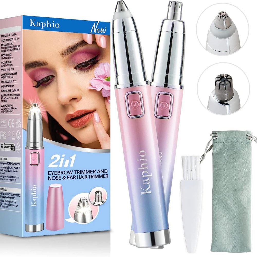 2 in 1 Electric Eyebrow Razor Nose Hair Trimmer with LED Light